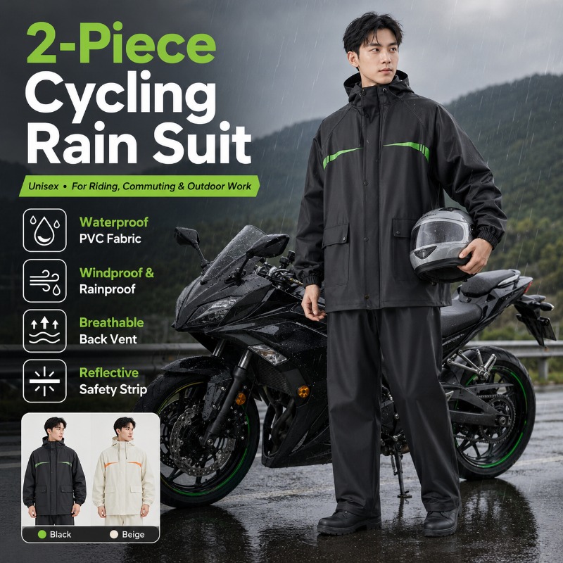 Cycling Commute Rain - ユニセックス2ピース防水サイクリングレインスーツ – ジャケット＆パンツ、ライディング、通勤、屋外作業用